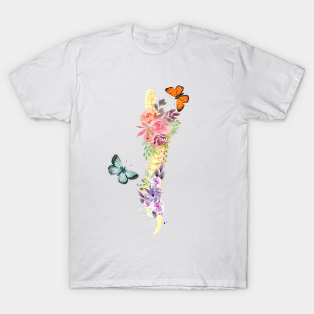 Floral Spine Anatomy T-Shirt by Bluepress